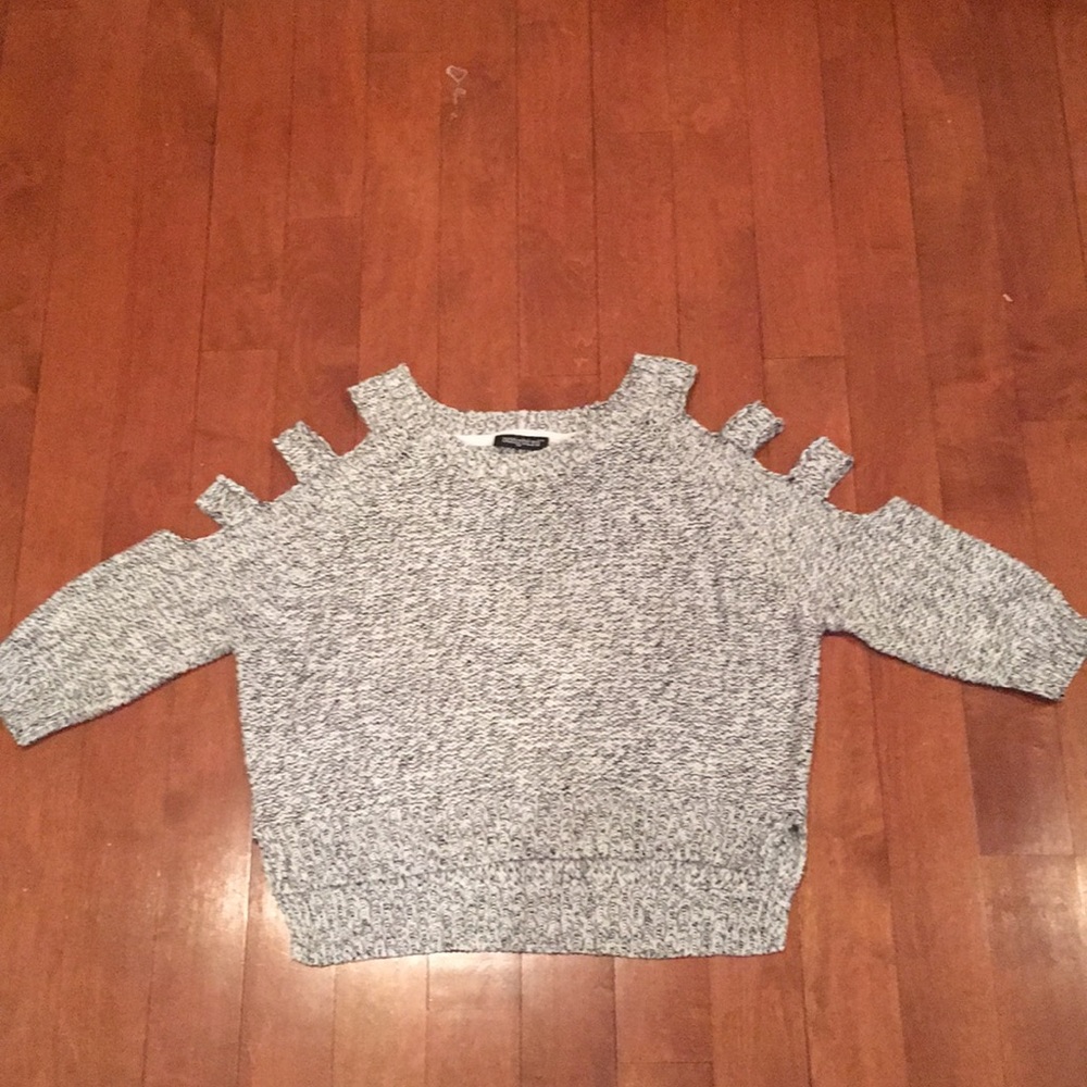black and white cut out sweater